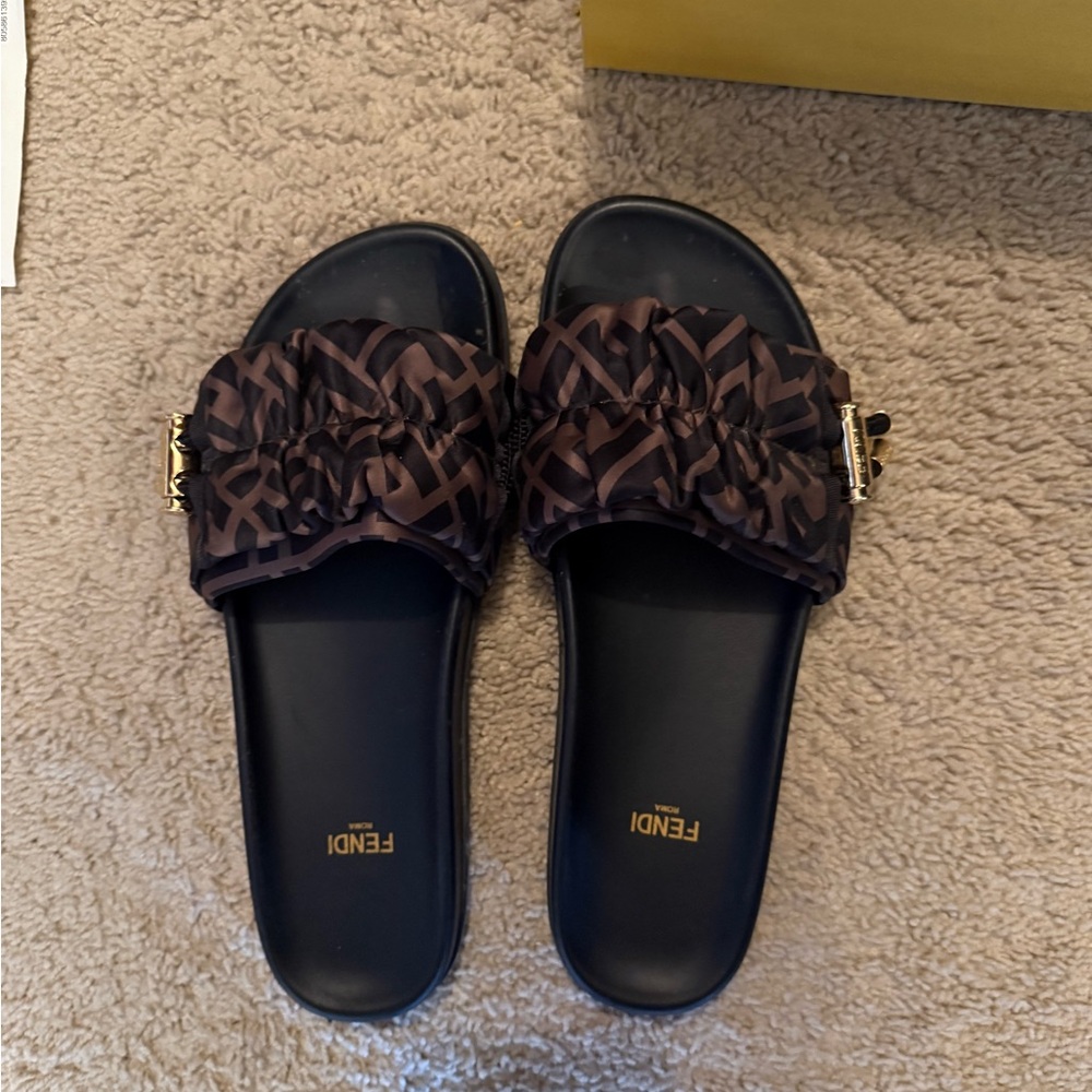 Fendi Brown Sandals with Intricate Design